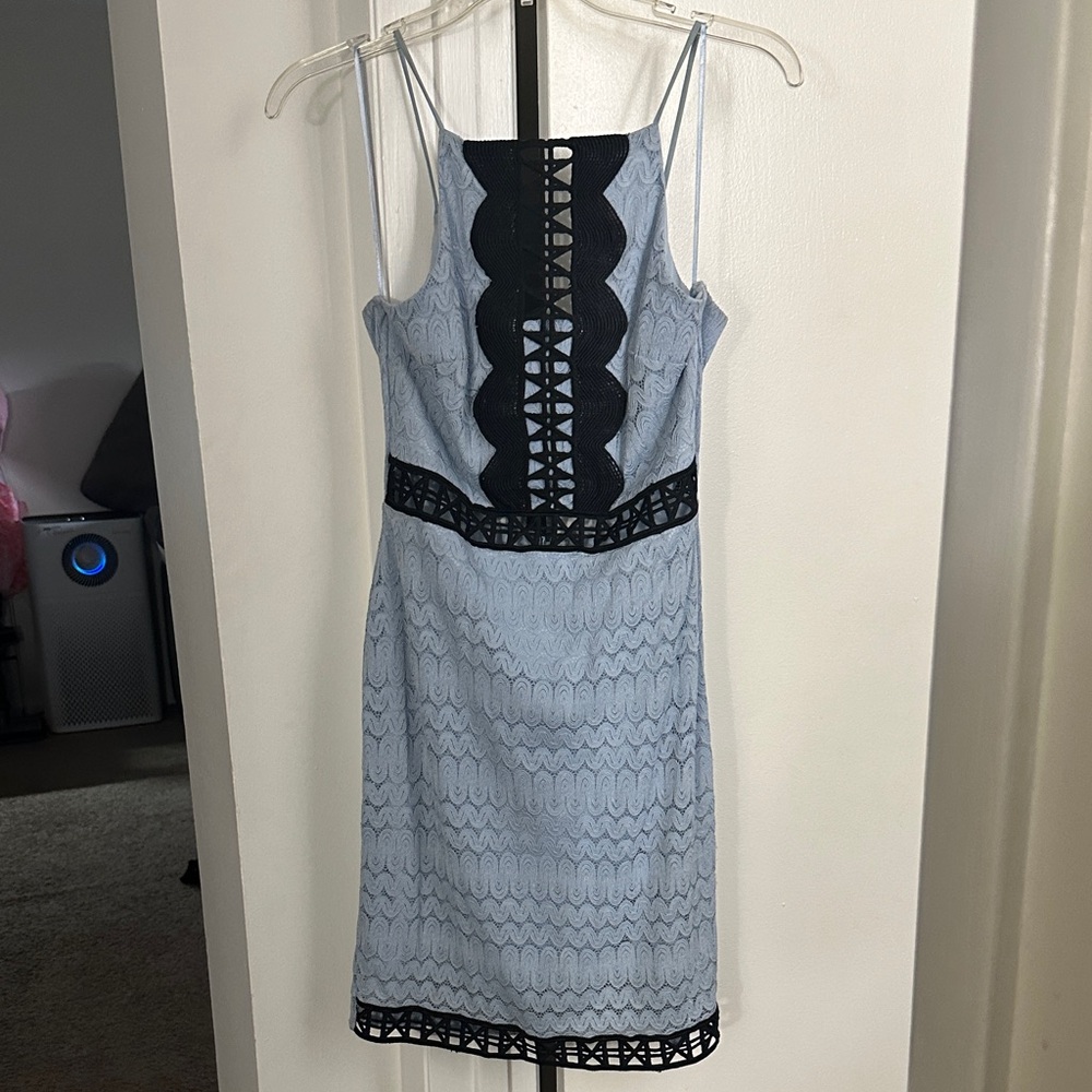 Top Shop Elegant Blue and Black Lace Dress